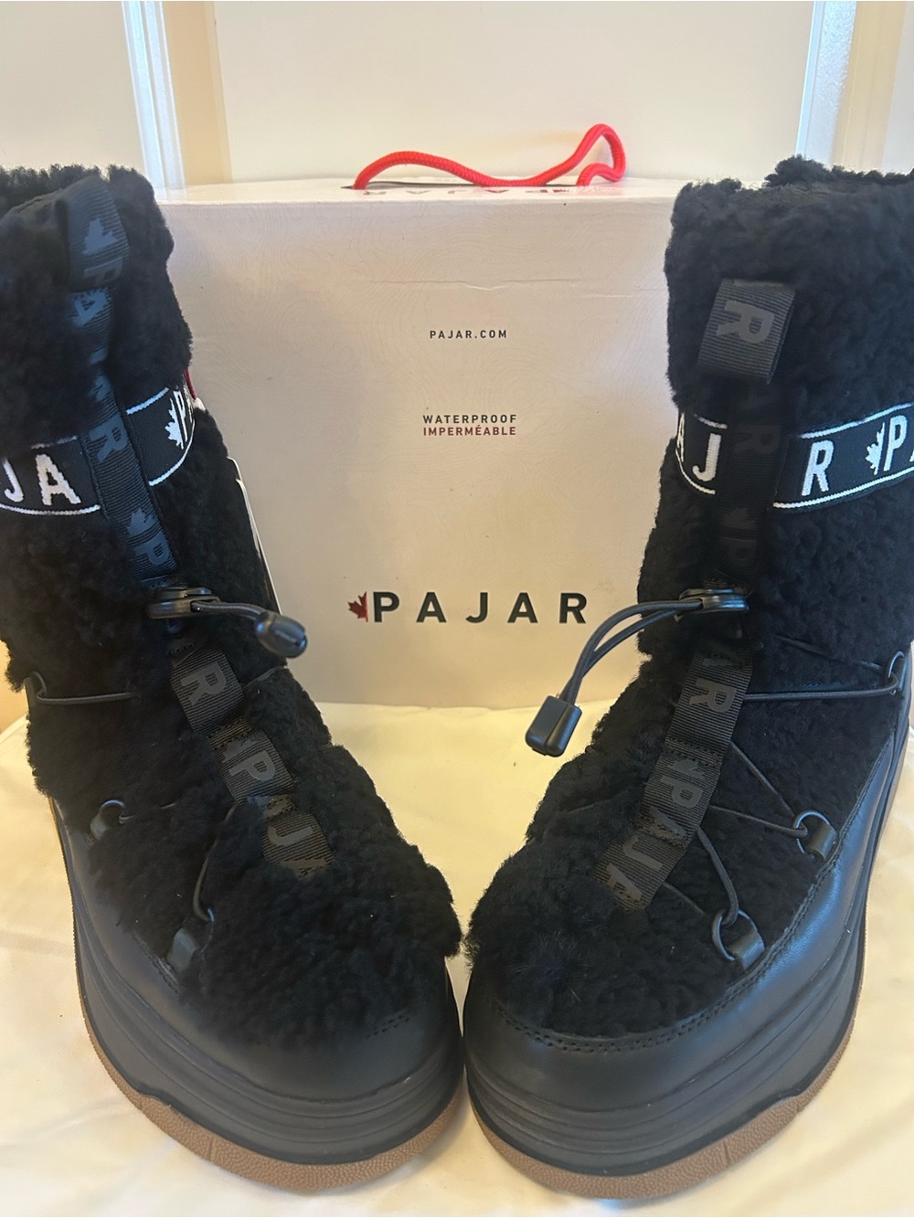 Pajar Black Waterproof Shearling-Trim Winter Boots